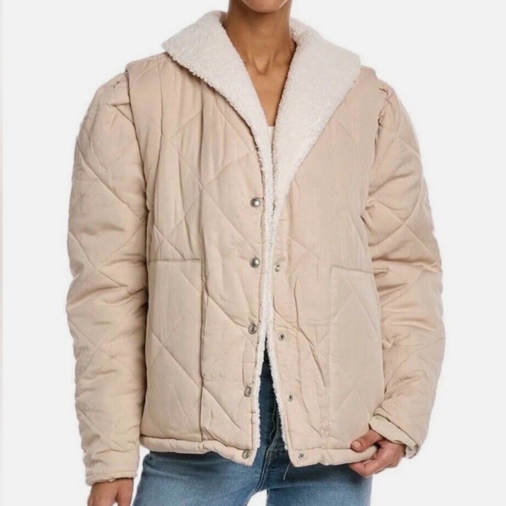 Blank NYC Cream Quilted Puffer Jacket (Broken last snap) Large